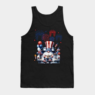 4th Of July Patriotic Gnomes Sunglasses American Fireworks Tank Top